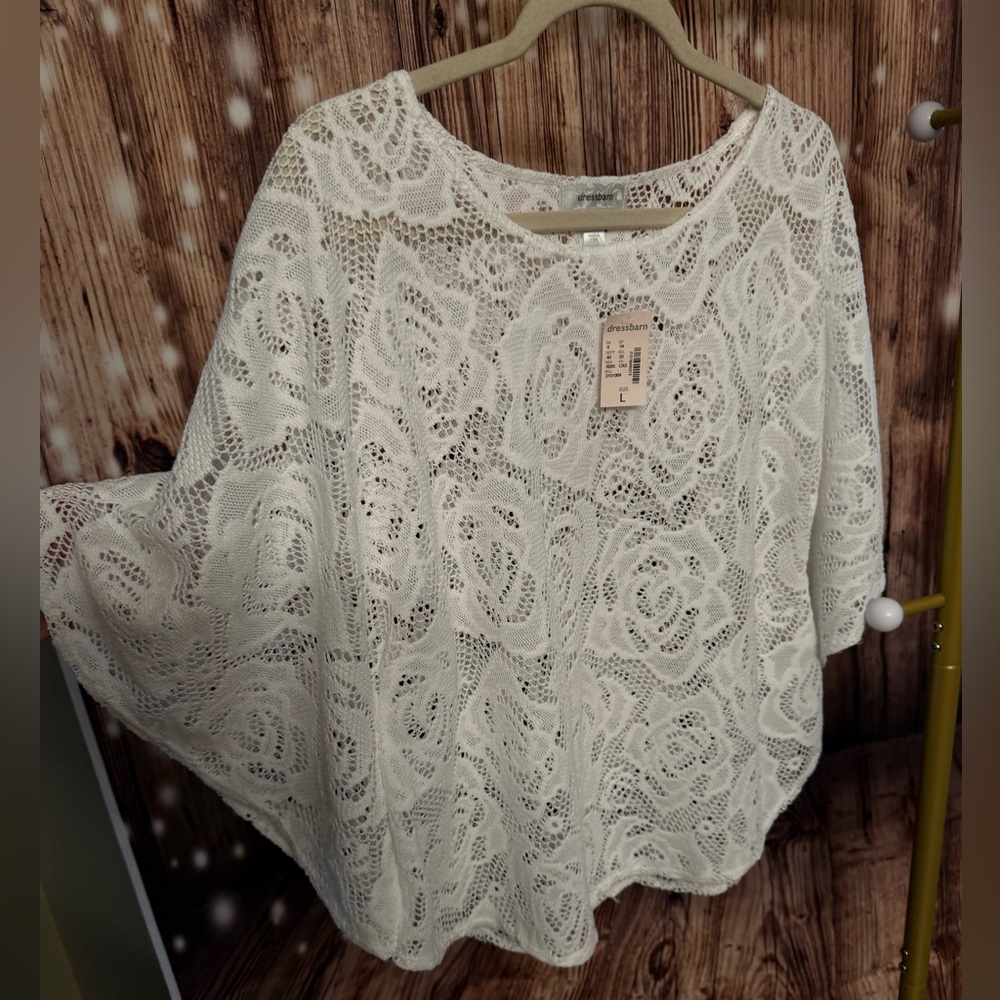 dressbarn Cream Lace Women Top